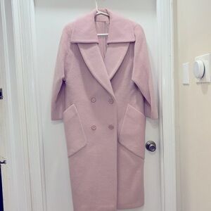 Women’s vintage 1960s blush wool coat fully lined pink satin. One of a kind!